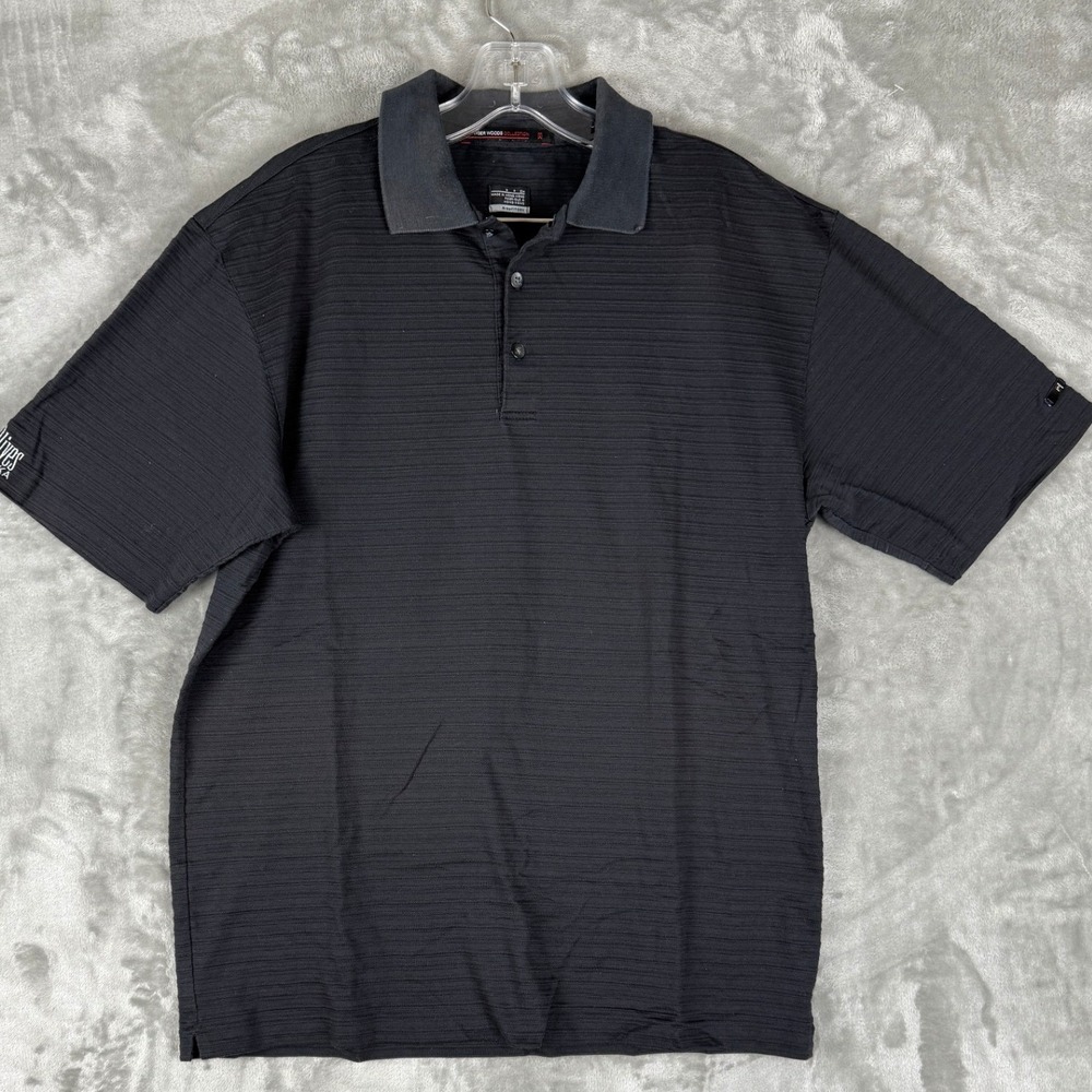 Nike Golf Tiger Woods Collection Dri-FIT Polo Shirt Men's Black Textured Size S
